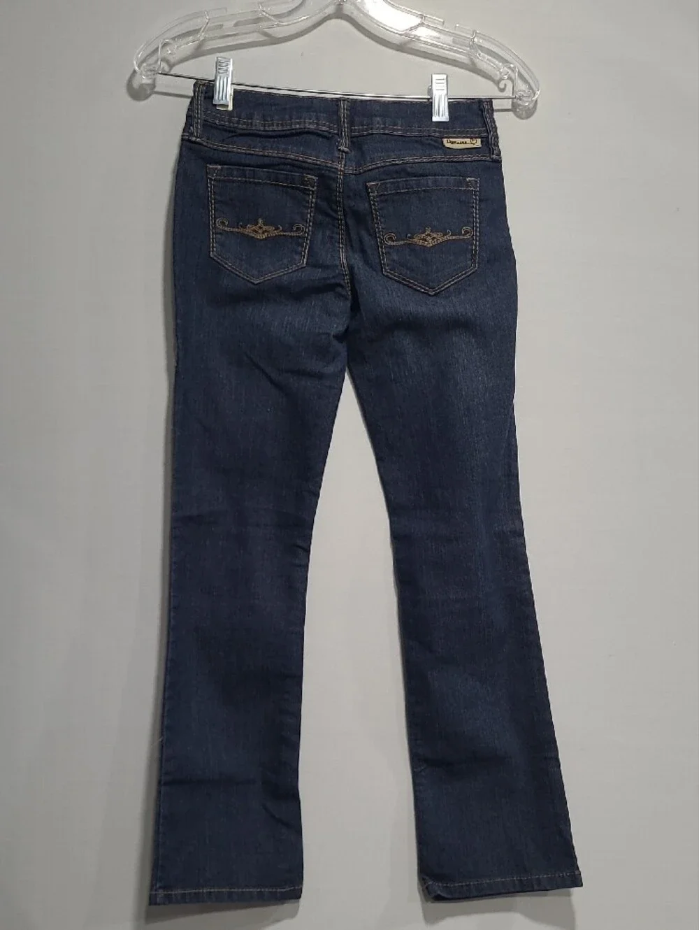 Domaine Girls Flared Jeans in Dark Blue Mid Rise Confort Stretch  Zippec Sz 10